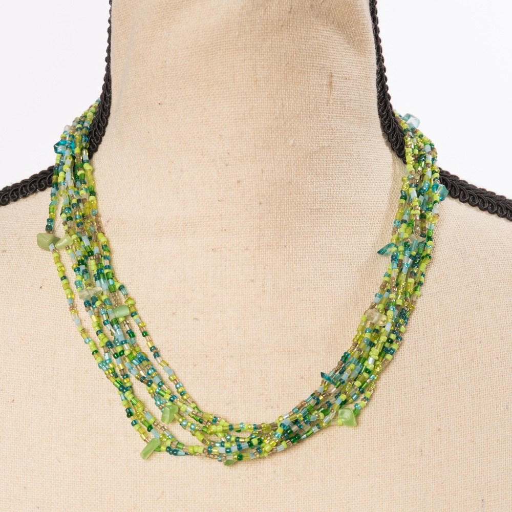 Boho chic beaded necklace green & turquoise Accessory Crossing